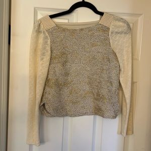 Anthropologie cream/gold top, x small